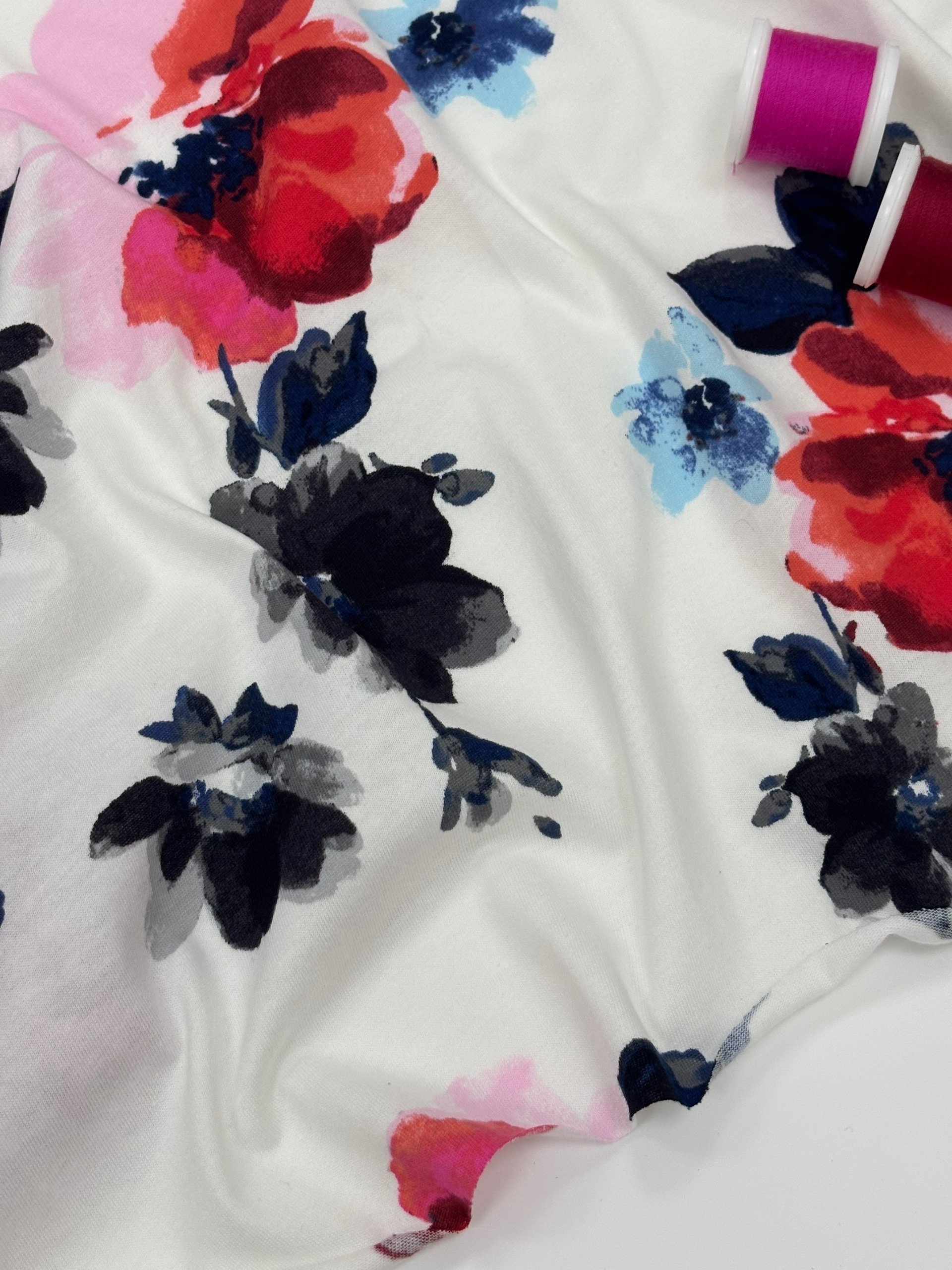 Кулирка Хлопок Red And Black Flowers